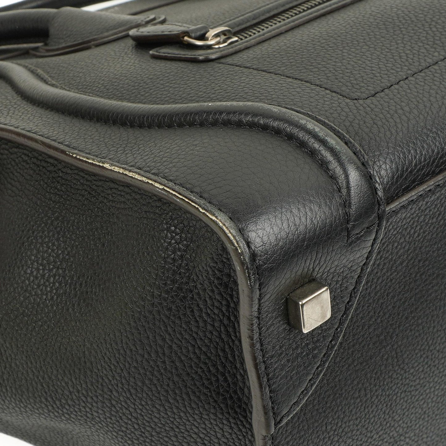 Céline Schwarze Genarbte Leder Mini Luggage Tote Bag