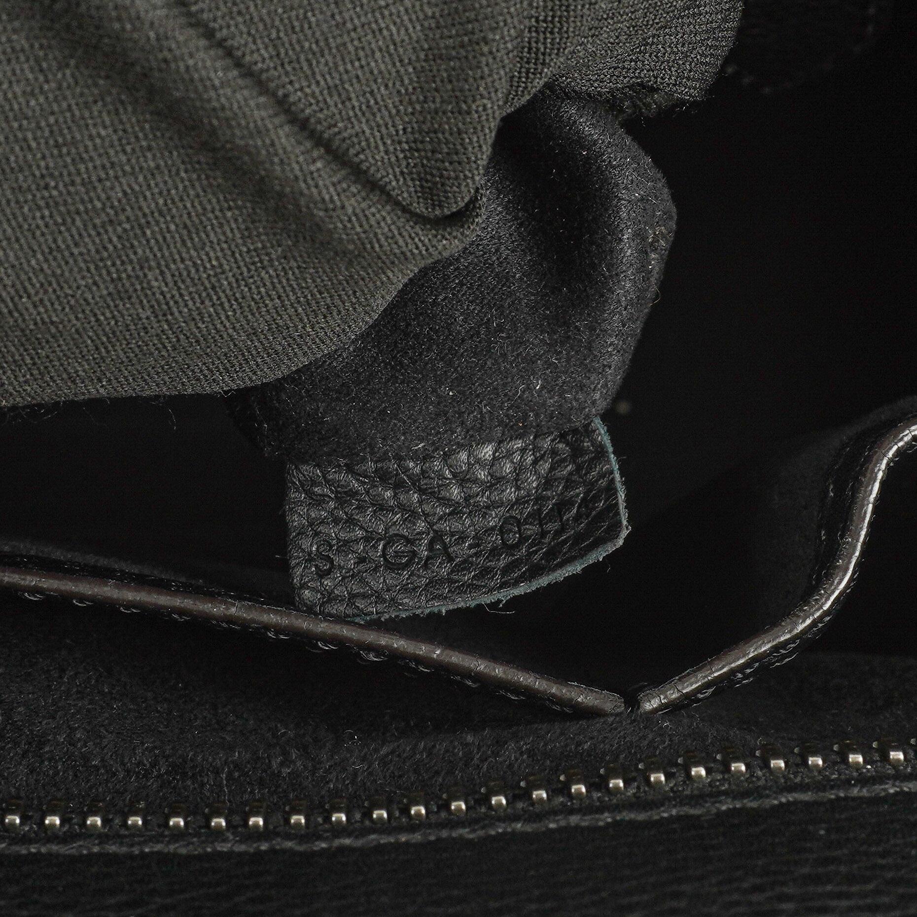 Céline Schwarze Genarbte Leder Mini Luggage Tote Bag