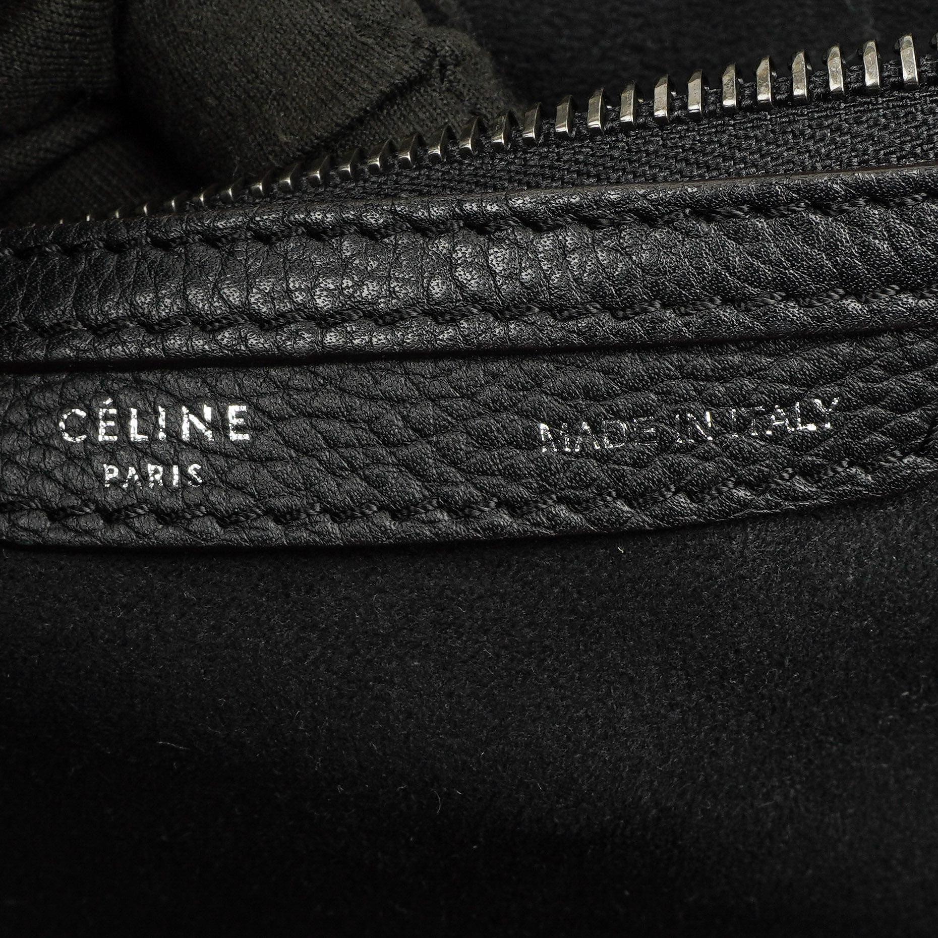 Céline Schwarze Genarbte Leder Mini Luggage Tote Bag