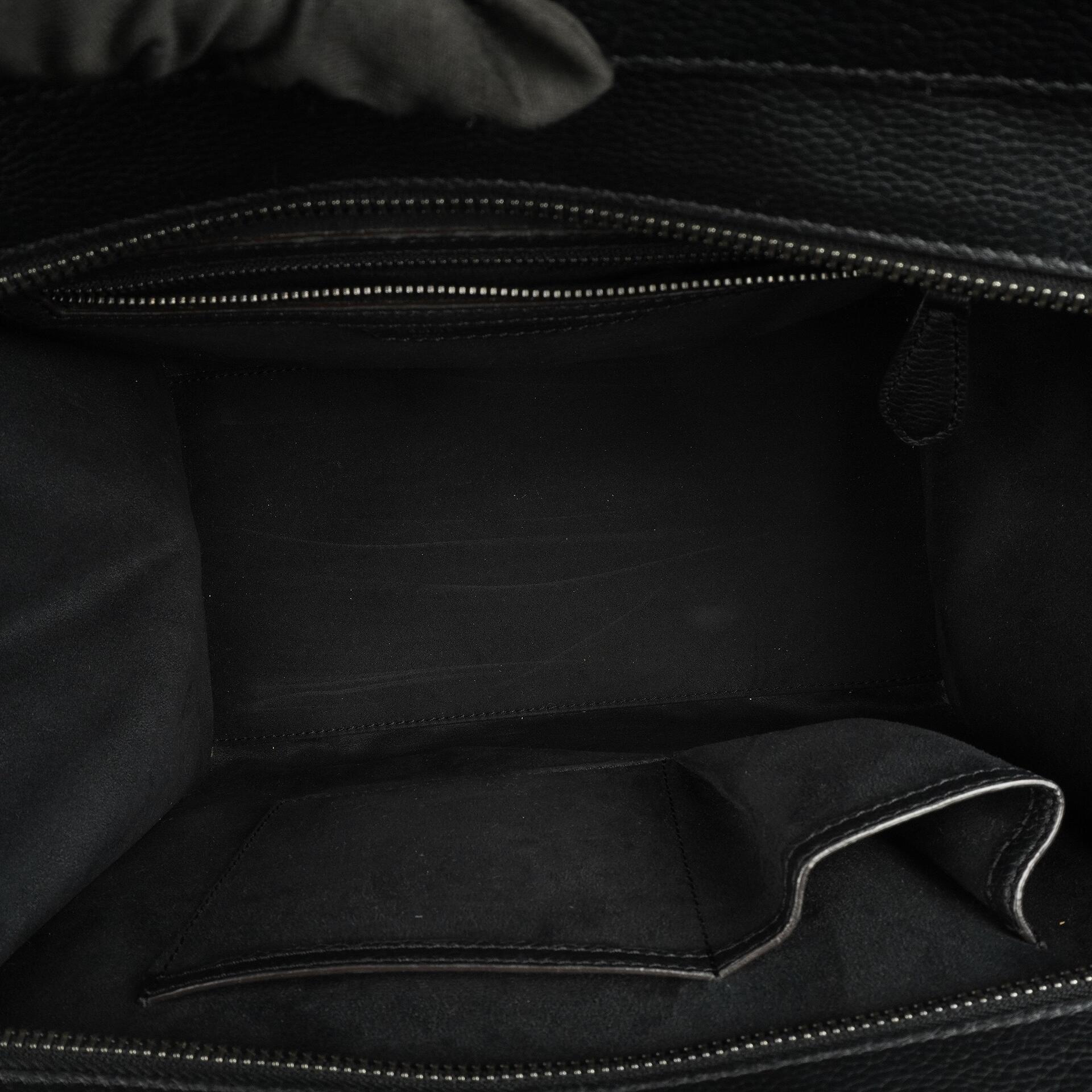 Céline Schwarze Genarbte Leder Mini Luggage Tote Bag