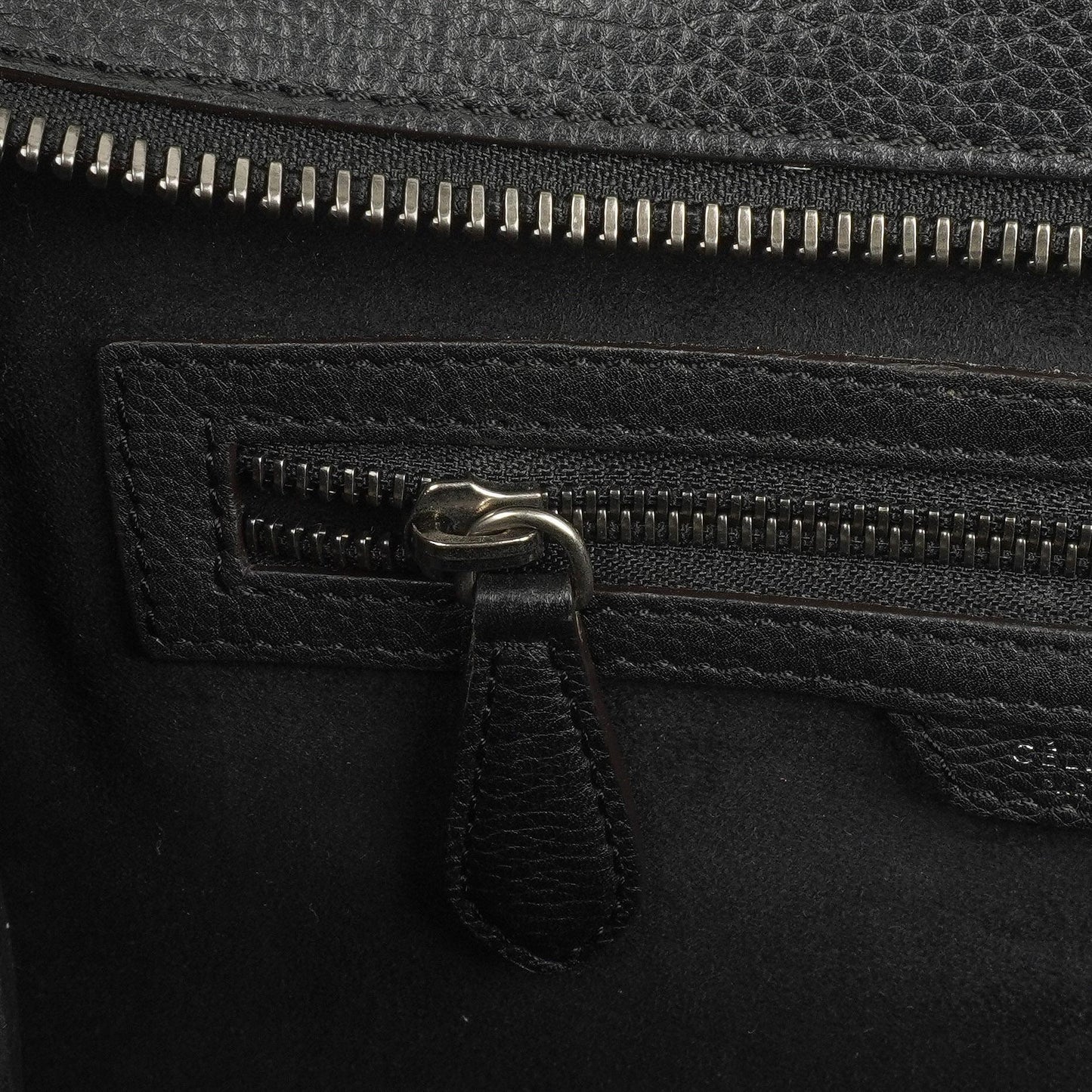 Céline Schwarze Genarbte Leder Mini Luggage Tote Bag