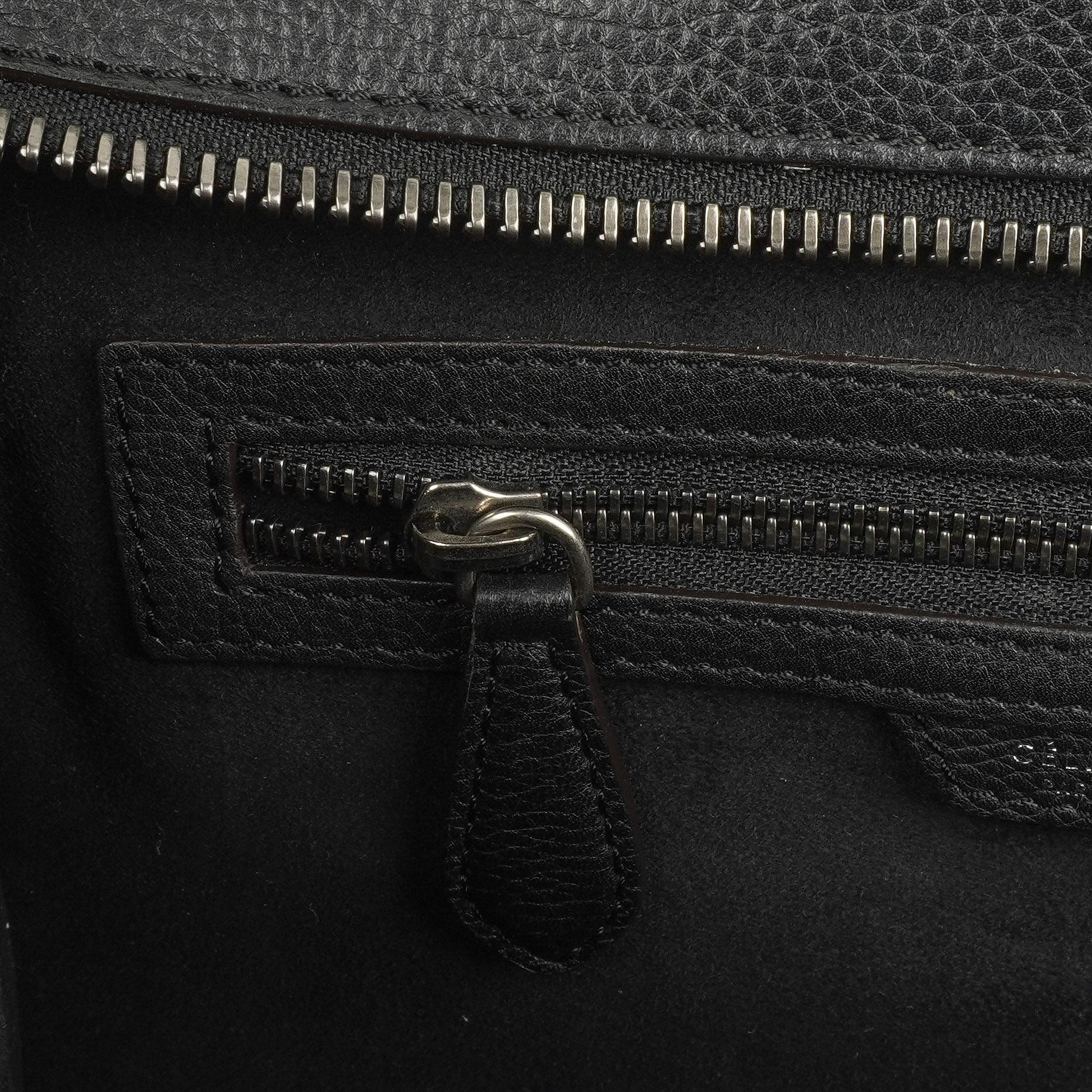 Céline Schwarze Genarbte Leder Mini Luggage Tote Bag