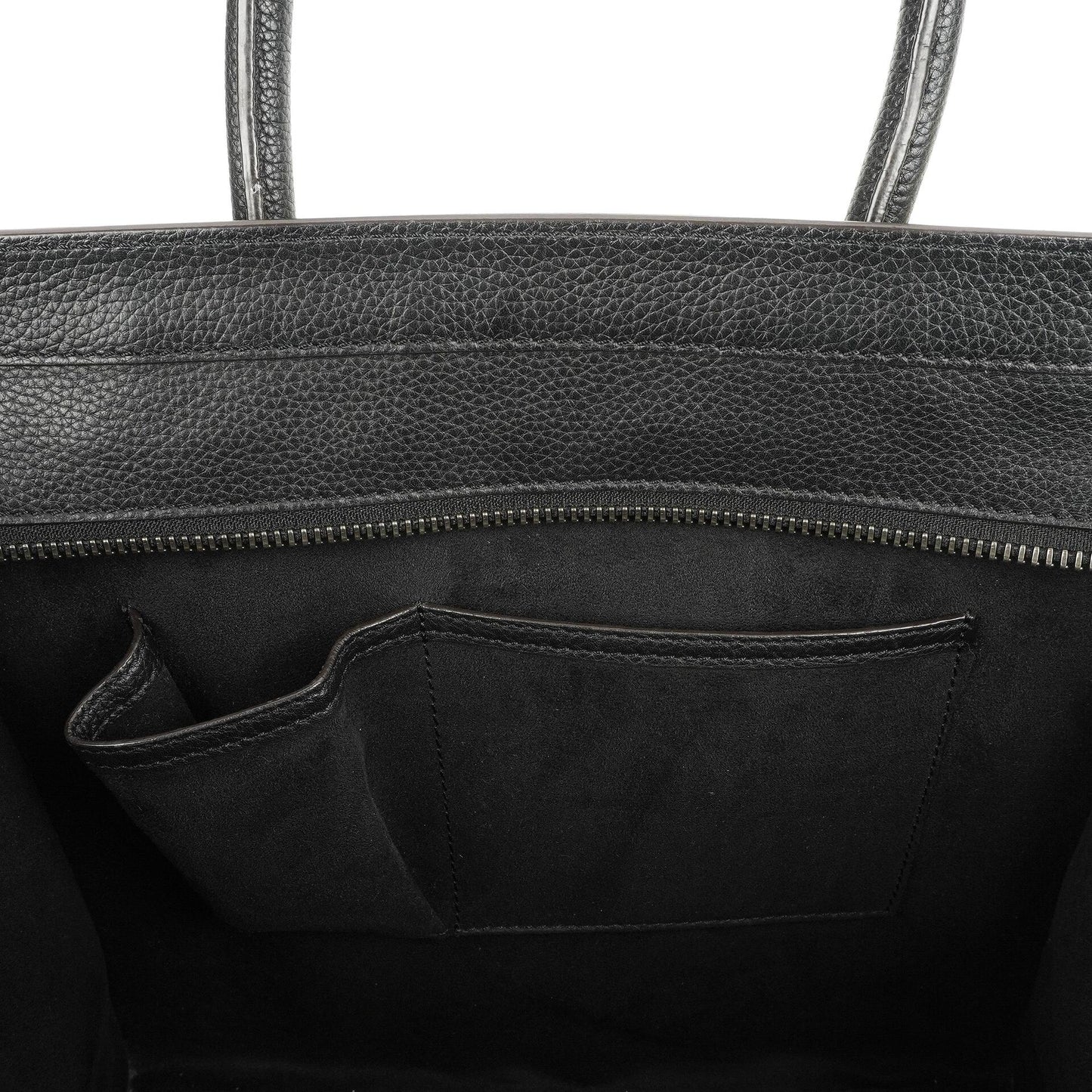 Céline Schwarze Genarbte Leder Mini Luggage Tote Bag