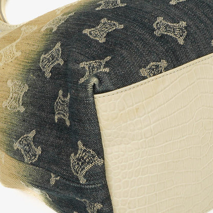Celine Macadam Denim Tragetasche in Blau/Beige