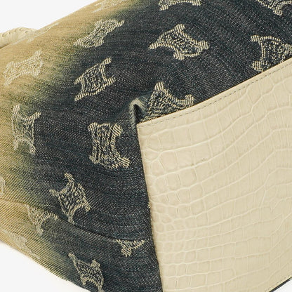 Celine Macadam Denim Tragetasche in Blau/Beige