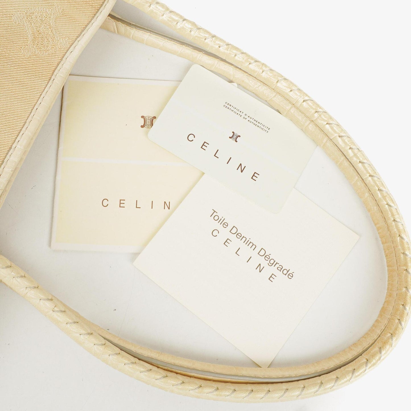 Celine Macadam Denim Tragetasche in Blau/Beige