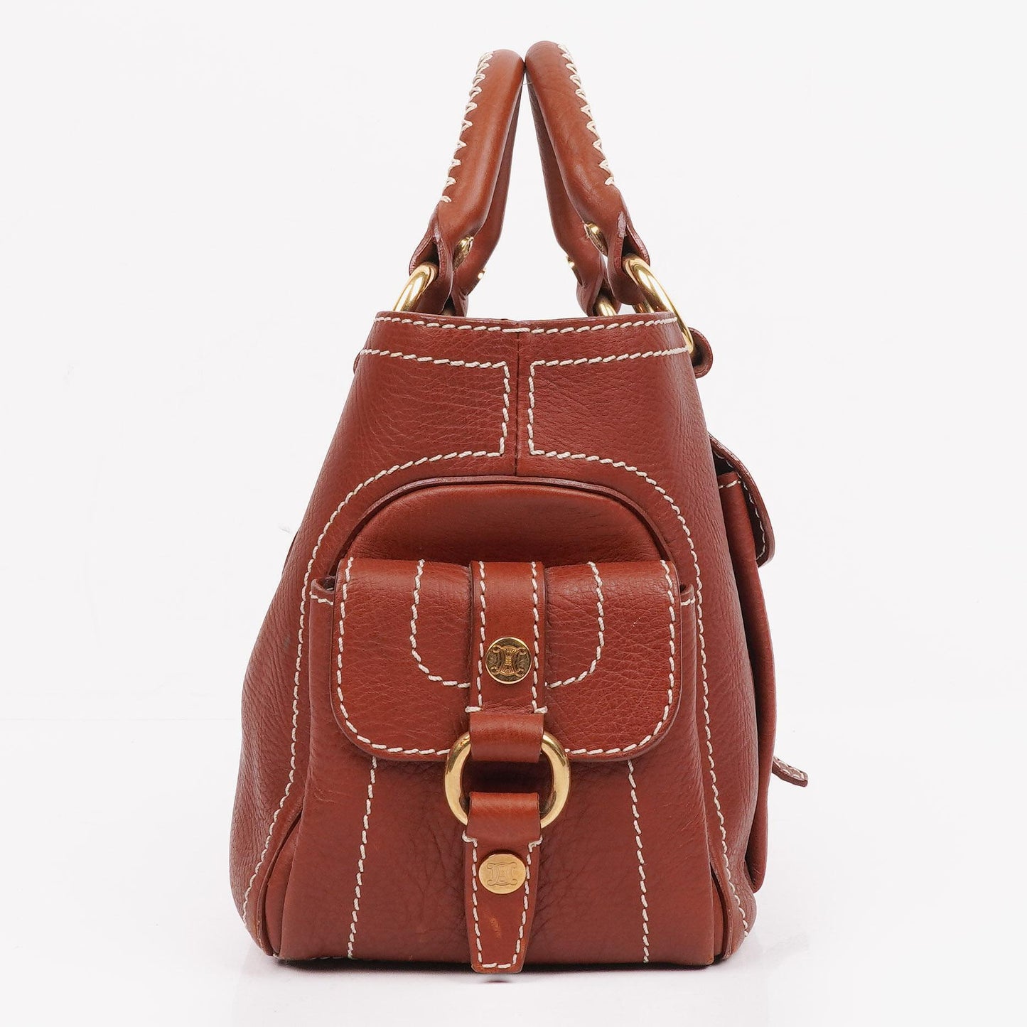 Celine Boogie Tasche aus braunem genarbtem Leder