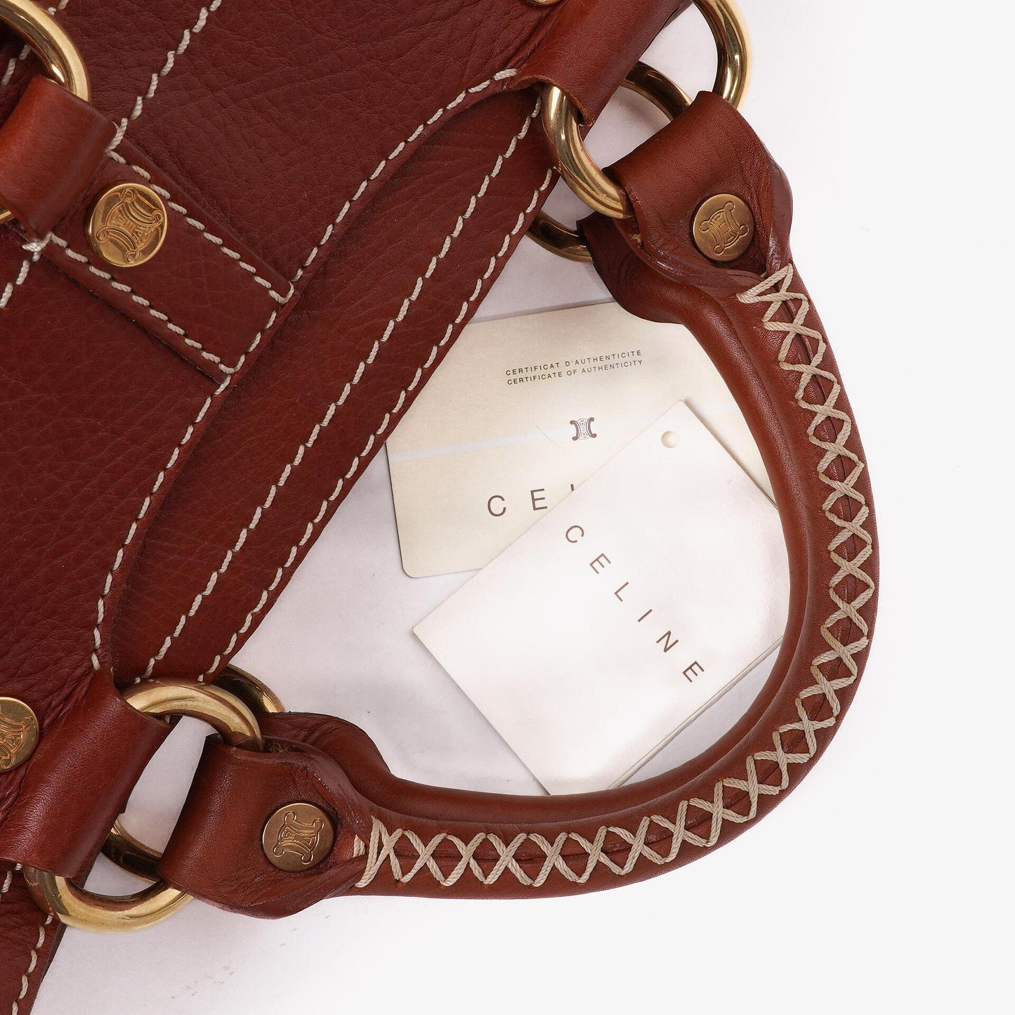 Celine Boogie Tasche aus braunem genarbtem Leder