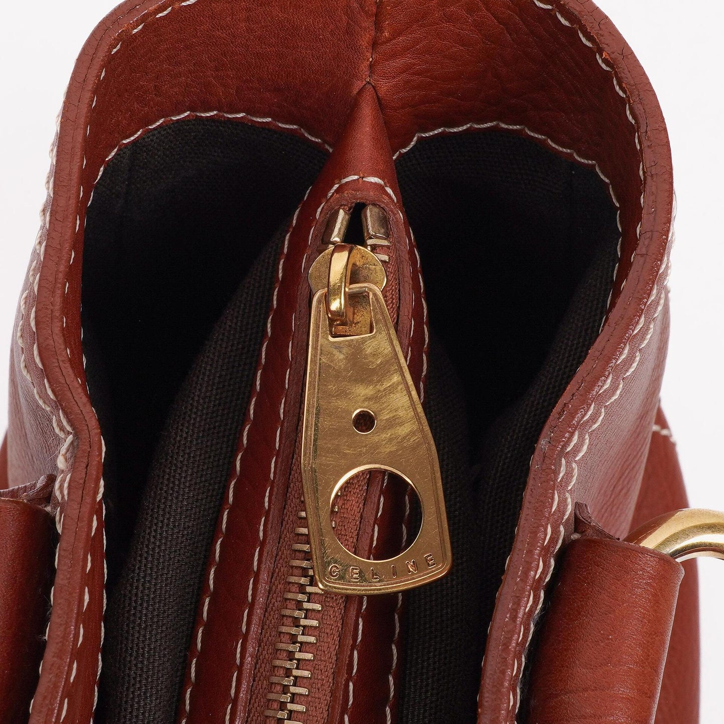 Celine Boogie Tasche aus braunem genarbtem Leder