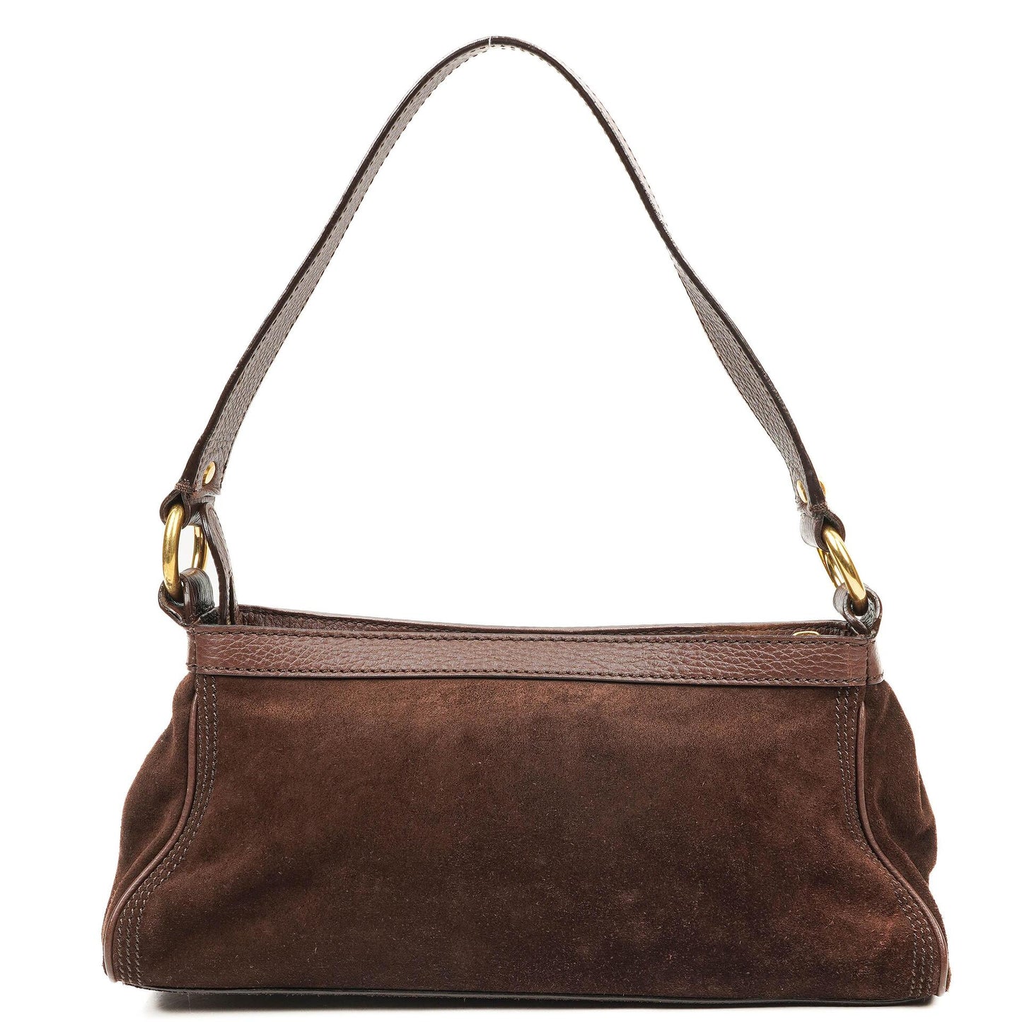 Céline Braune Wildleder- und Leder Schultertasche