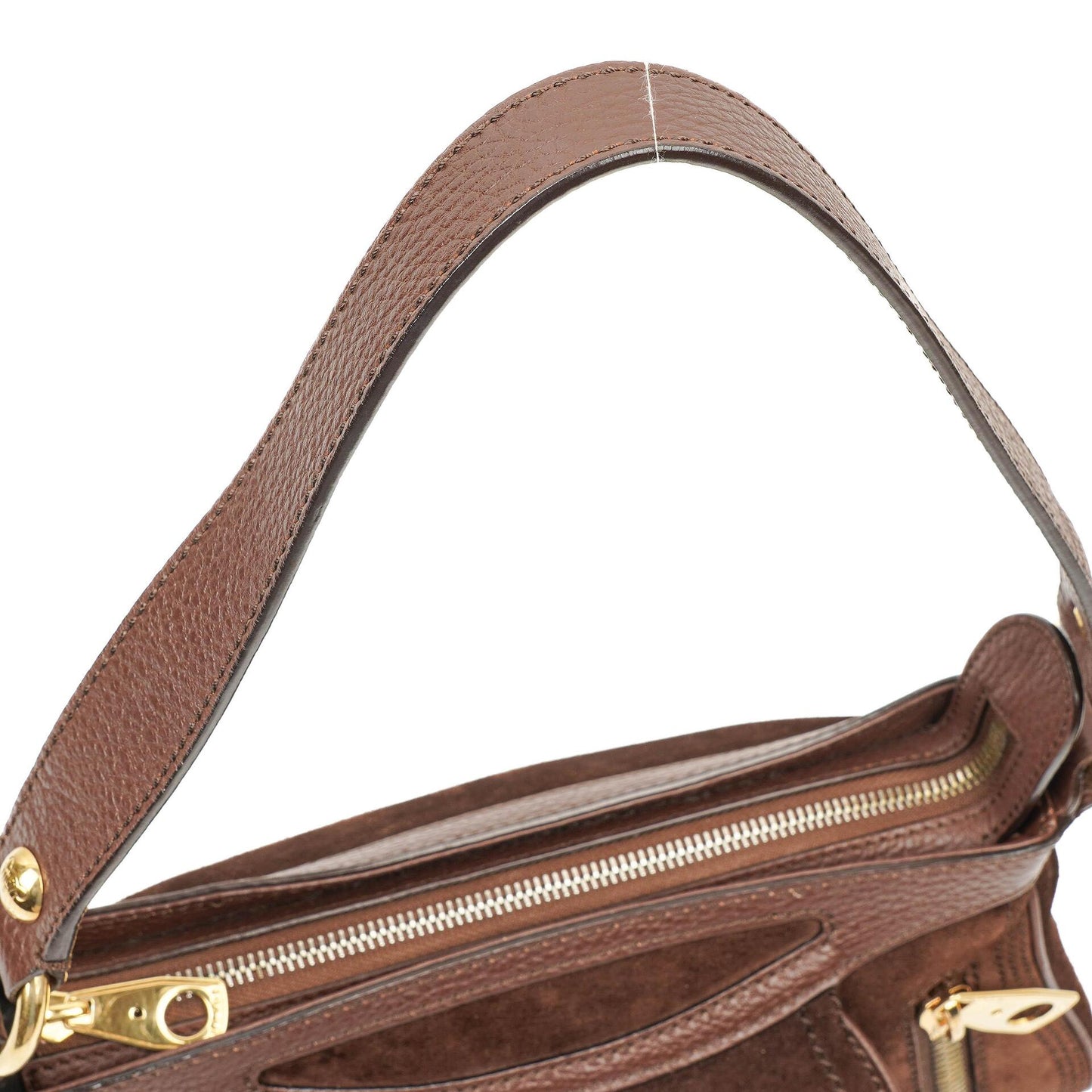 Céline Braune Wildleder- und Leder Schultertasche