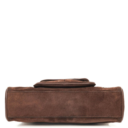 Céline Braune Wildleder- und Leder Schultertasche