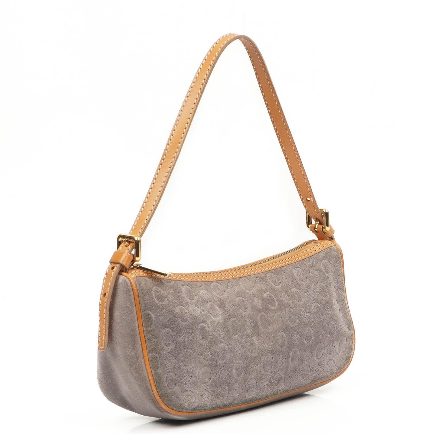 Celine C Macadam Graue Wildleder Schultertasche