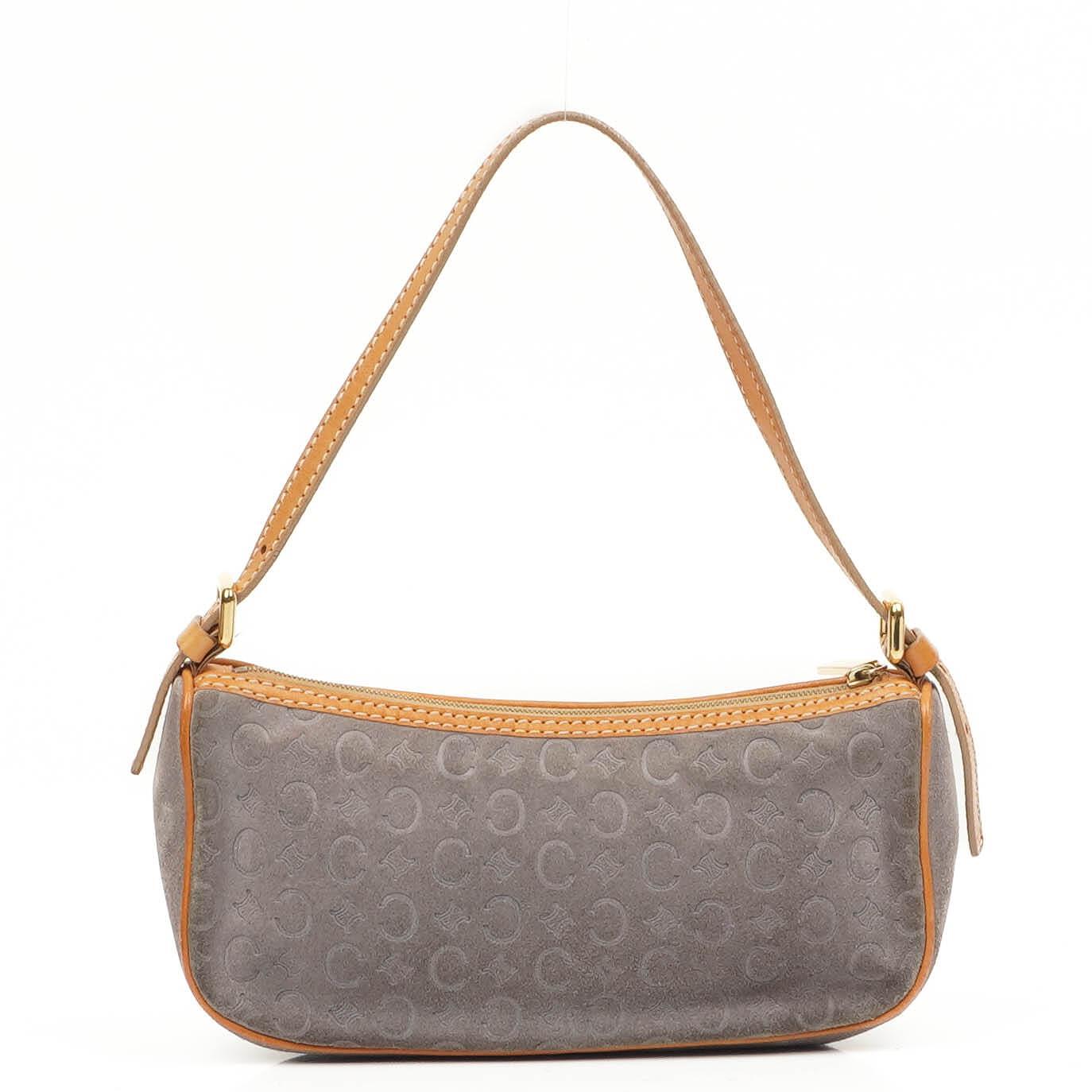 Celine C Macadam Graue Wildleder Schultertasche