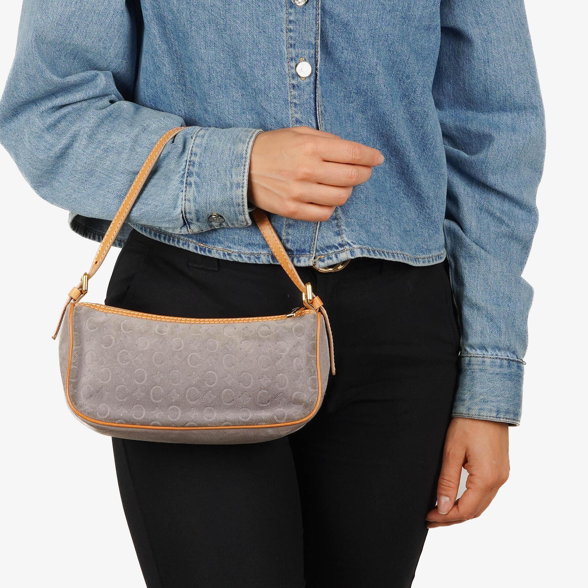 Celine C Macadam Graue Wildleder Schultertasche