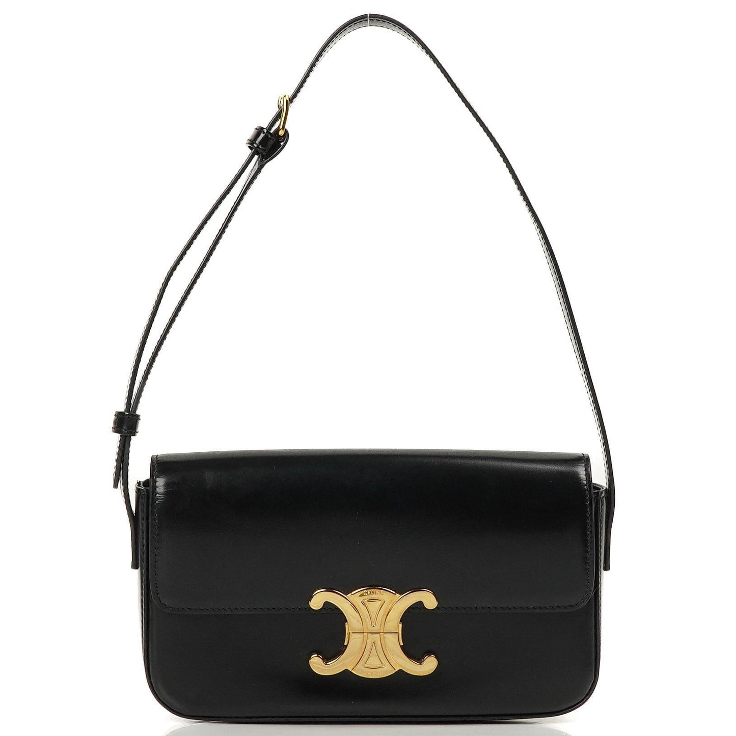Celine Claude Long Triomphe East West Schultertasche aus glänzendem Kalbsleder