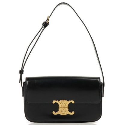 Celine Claude Long Triomphe East West Schultertasche aus glänzendem Kalbsleder
