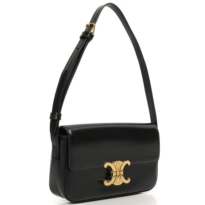 Celine Claude Long Triomphe East West Schultertasche aus glänzendem Kalbsleder