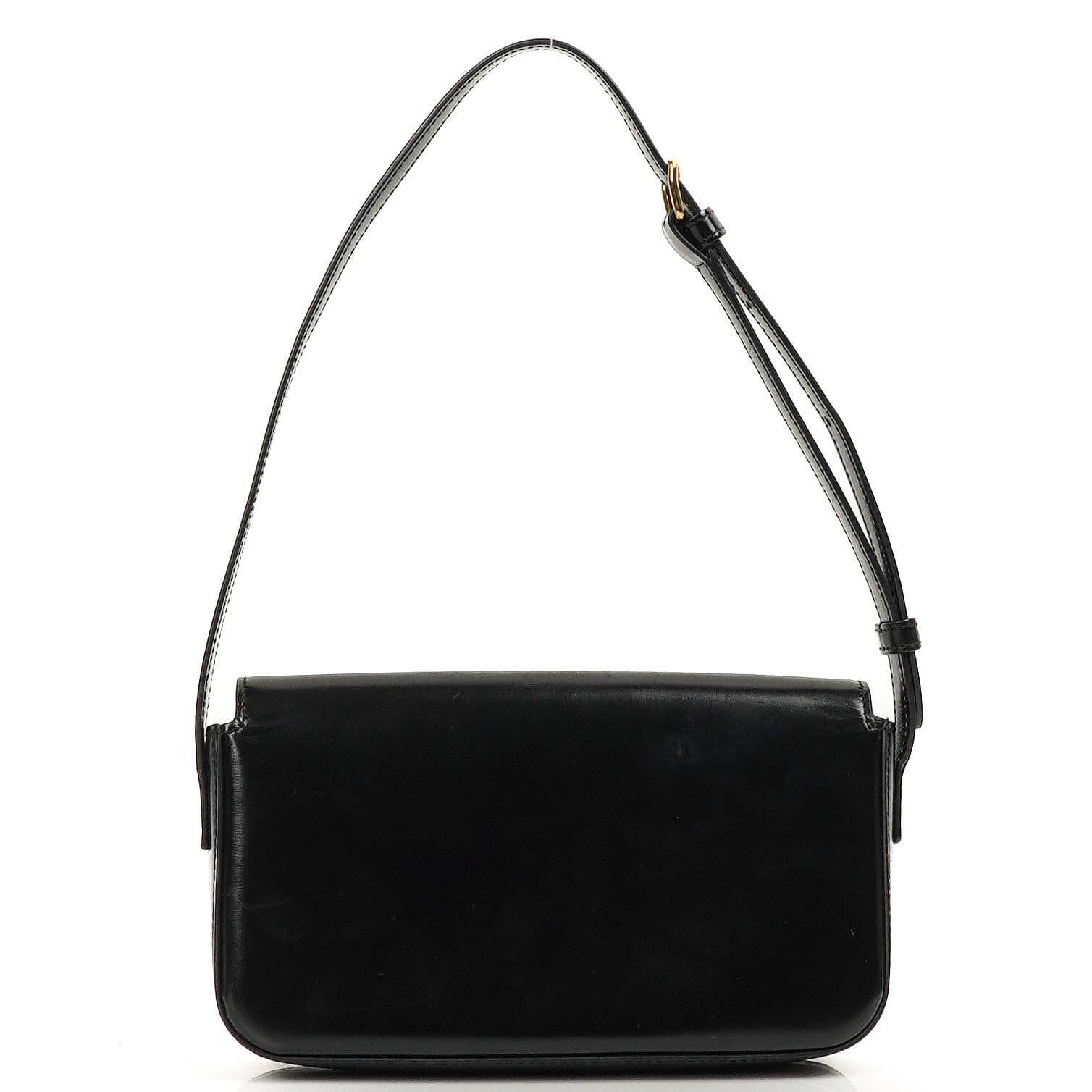 Celine Claude Long Triomphe East West Schultertasche aus glänzendem Kalbsleder