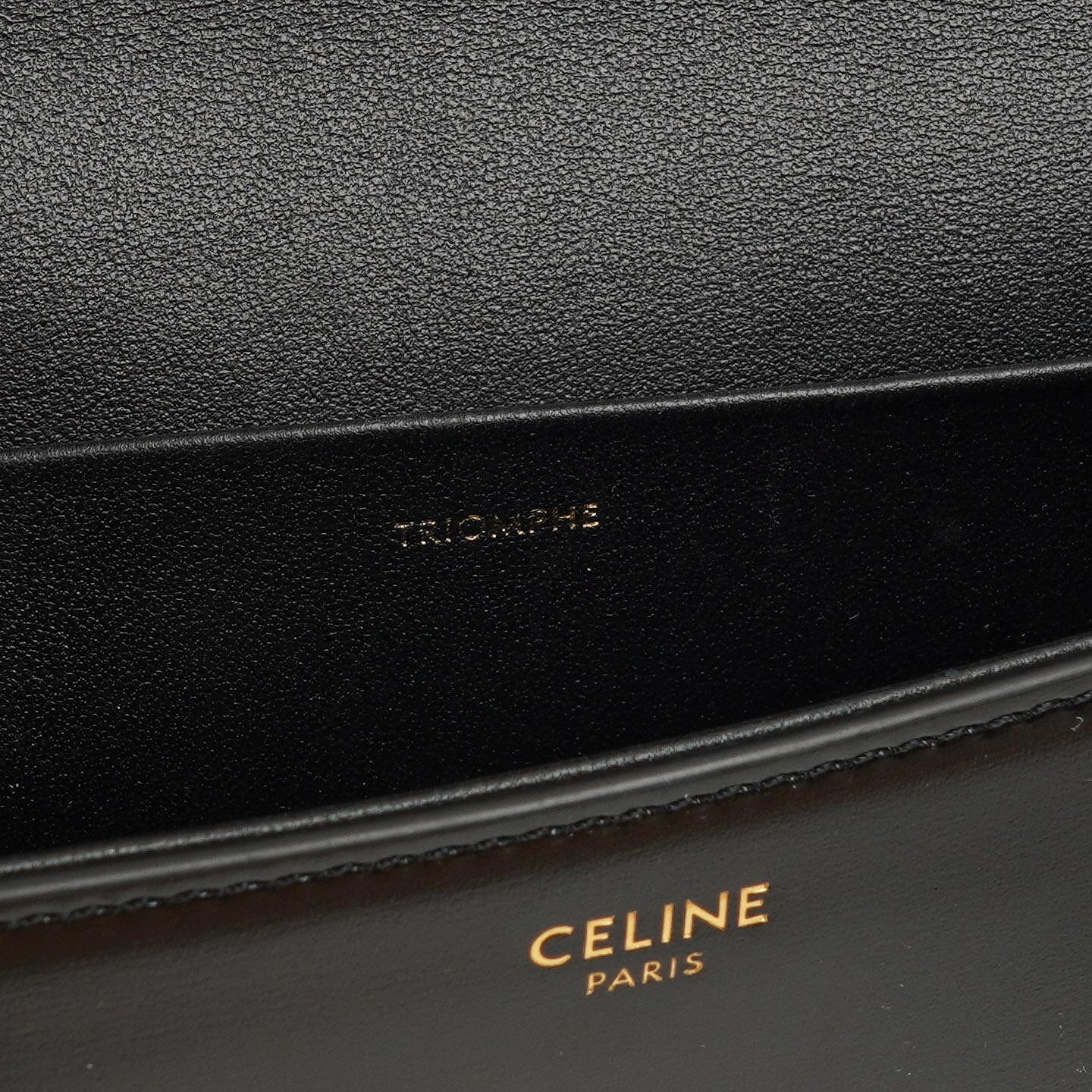Celine Claude Long Triomphe East West Schultertasche aus glänzendem Kalbsleder