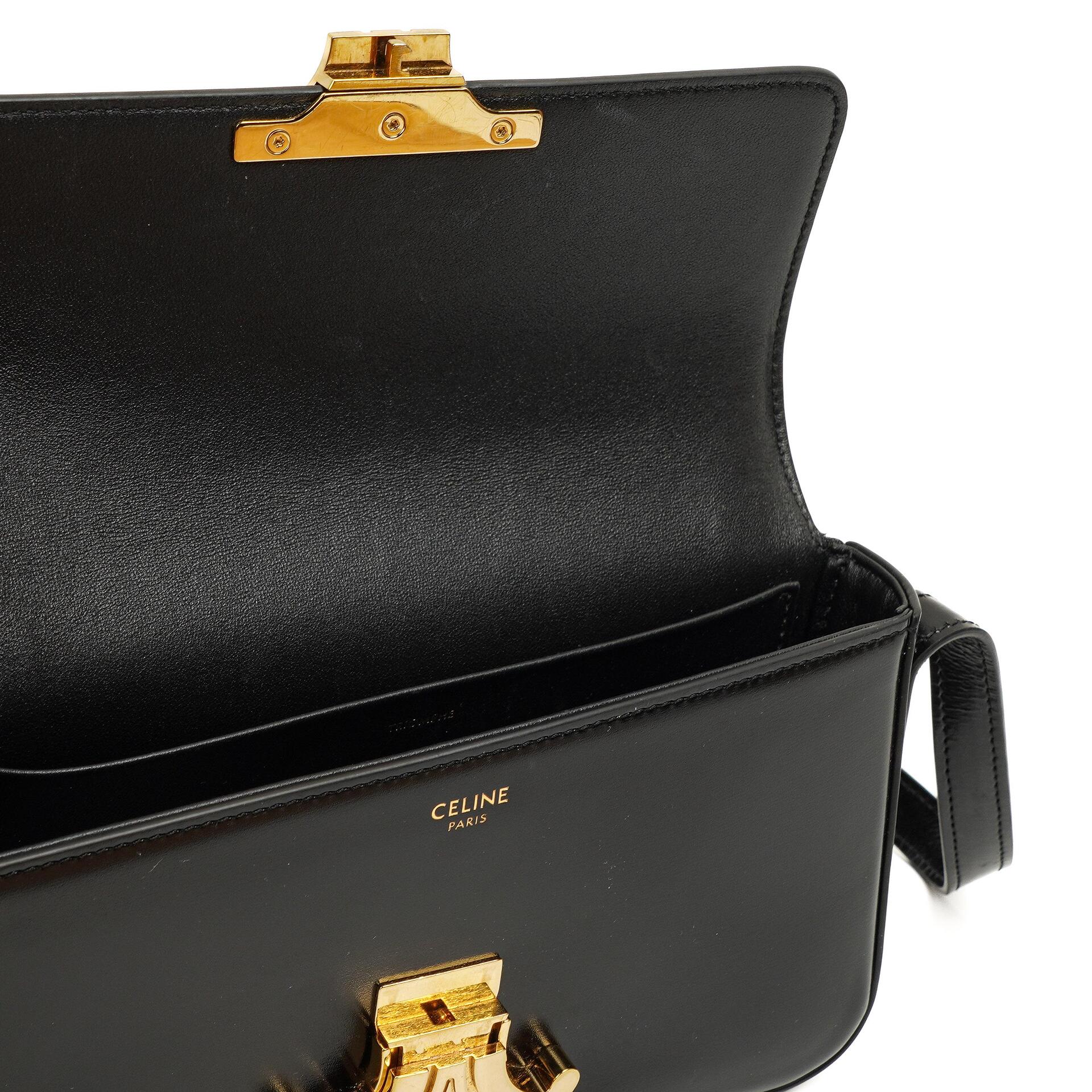 Celine Claude Long Triomphe East West Schultertasche aus glänzendem Kalbsleder