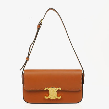 Celine Claude Long Triomphe Schultertasche aus Kalbsleder in Tan