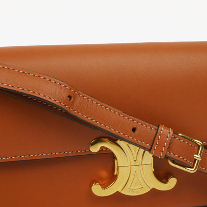 Celine Claude Long Triomphe Schultertasche aus Kalbsleder in Tan