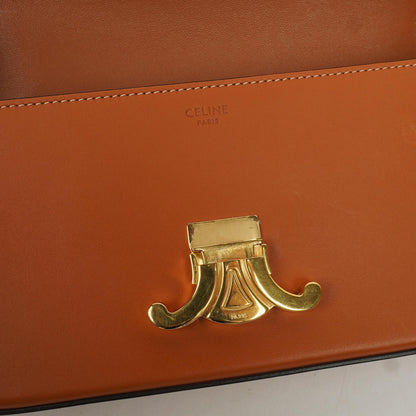 Celine Claude Long Triomphe Schultertasche aus Kalbsleder in Tan