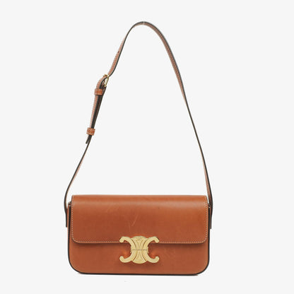 Celine Claude Long Triomphe Schultertasche aus tan Kalbsleder