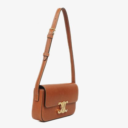 Celine Claude Long Triomphe Schultertasche aus tan Kalbsleder