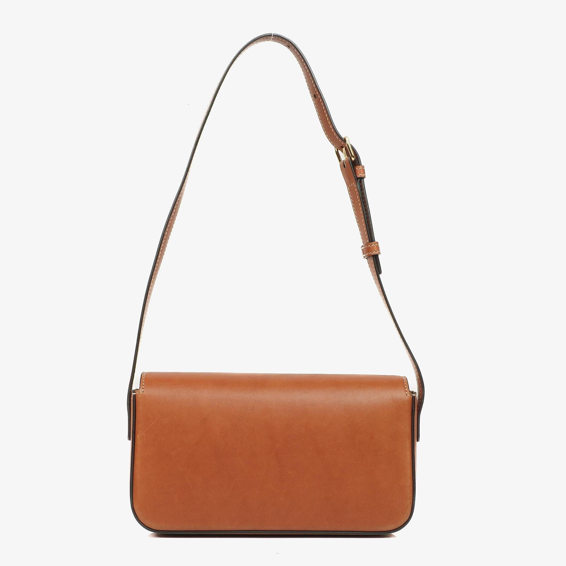 Celine Claude Long Triomphe Schultertasche aus tan Kalbsleder
