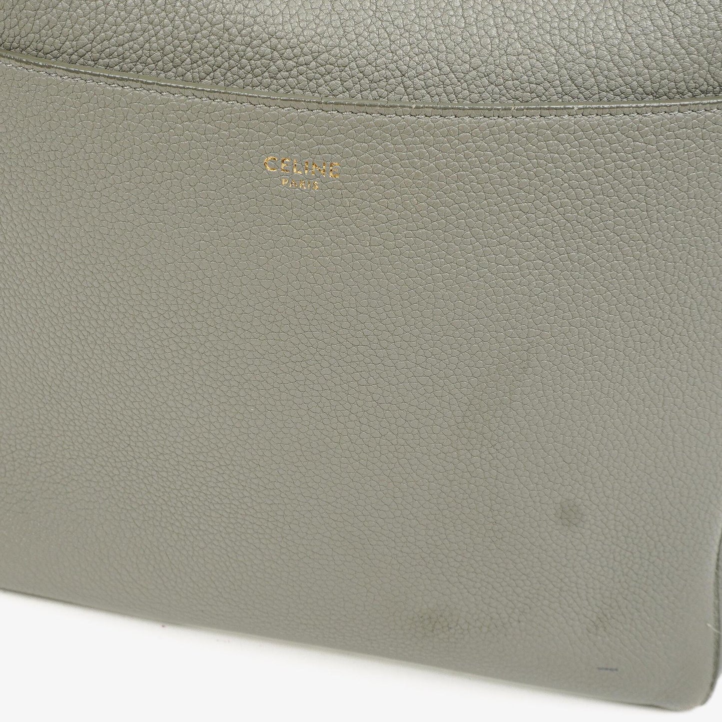 Celine Seau Sangle Bucket Bag aus grauem weichem genarbtem Kalbsleder