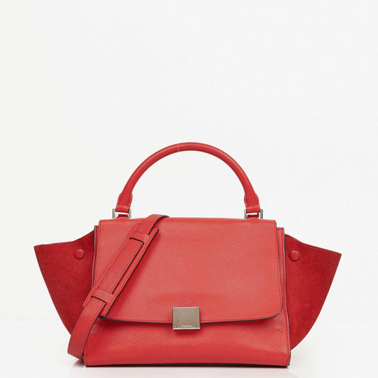 Celine Leder und Wildleder Kleine Trapez Tasche