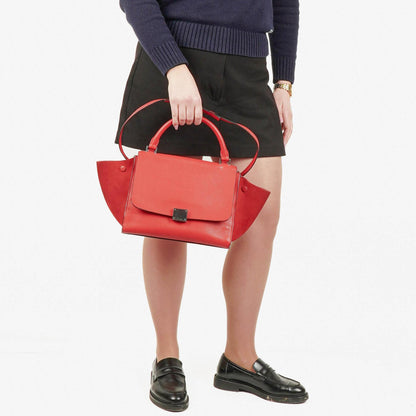 Celine Leder und Wildleder Kleine Trapez Tasche