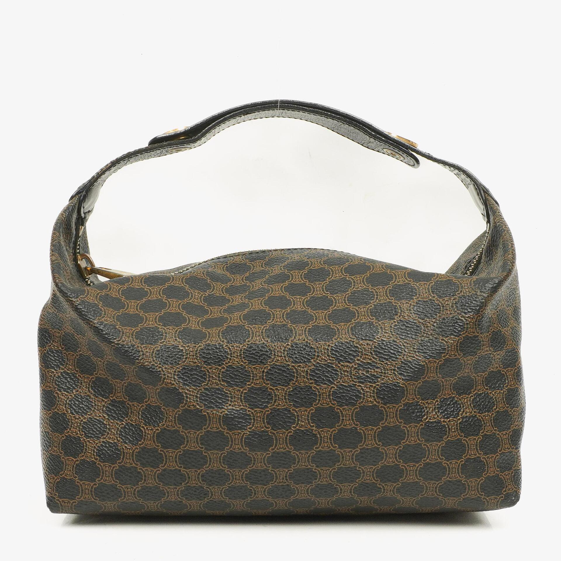 Celine Macadam Triomphe Vintage-Kulturtasche in Braun und Schwarz