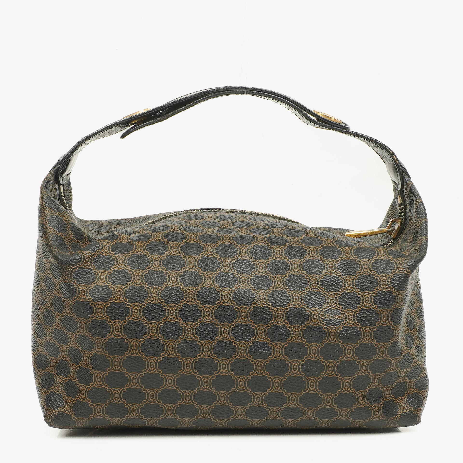 Celine Macadam Triomphe Vintage-Kulturtasche in Braun und Schwarz