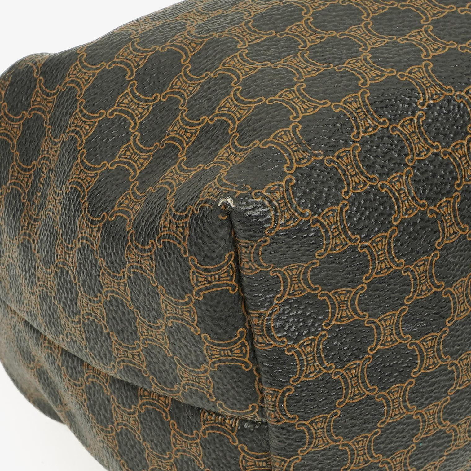 Celine Macadam Triomphe Vintage-Kulturtasche in Braun und Schwarz