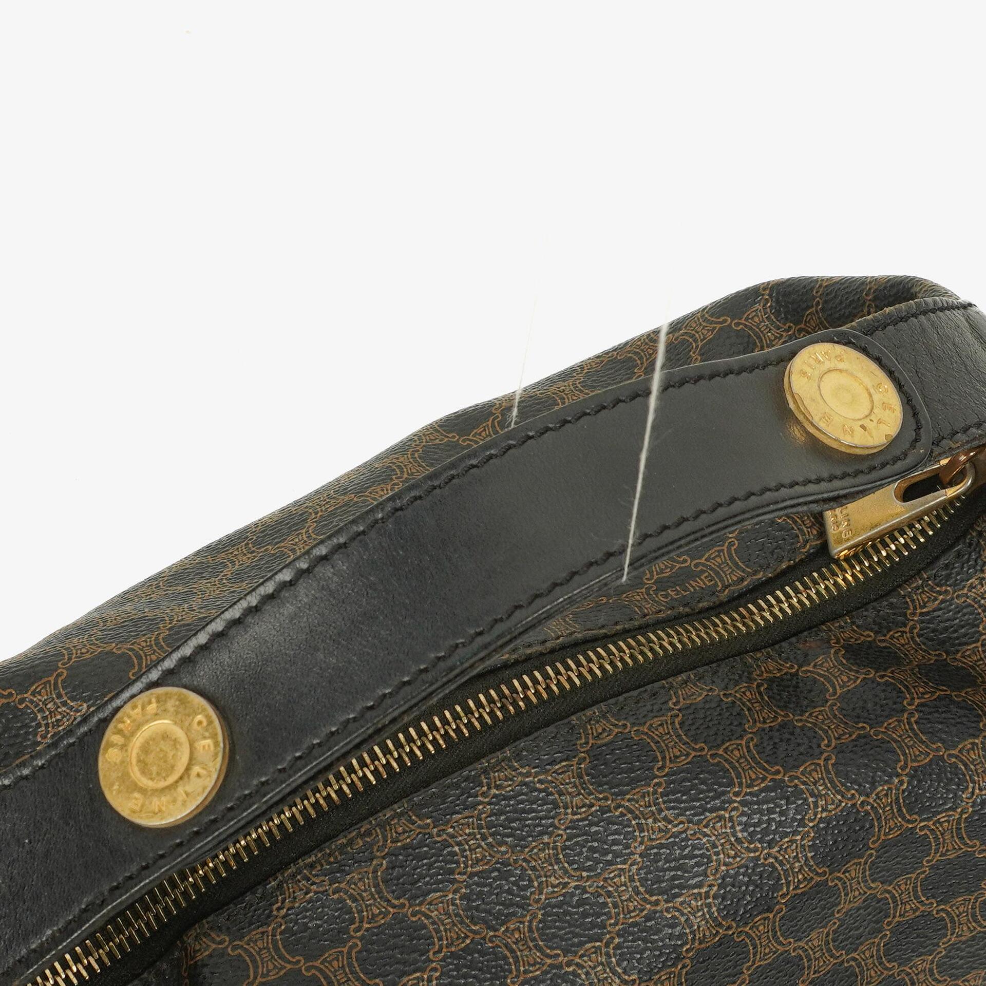 Celine Macadam Triomphe Vintage-Kulturtasche in Braun und Schwarz