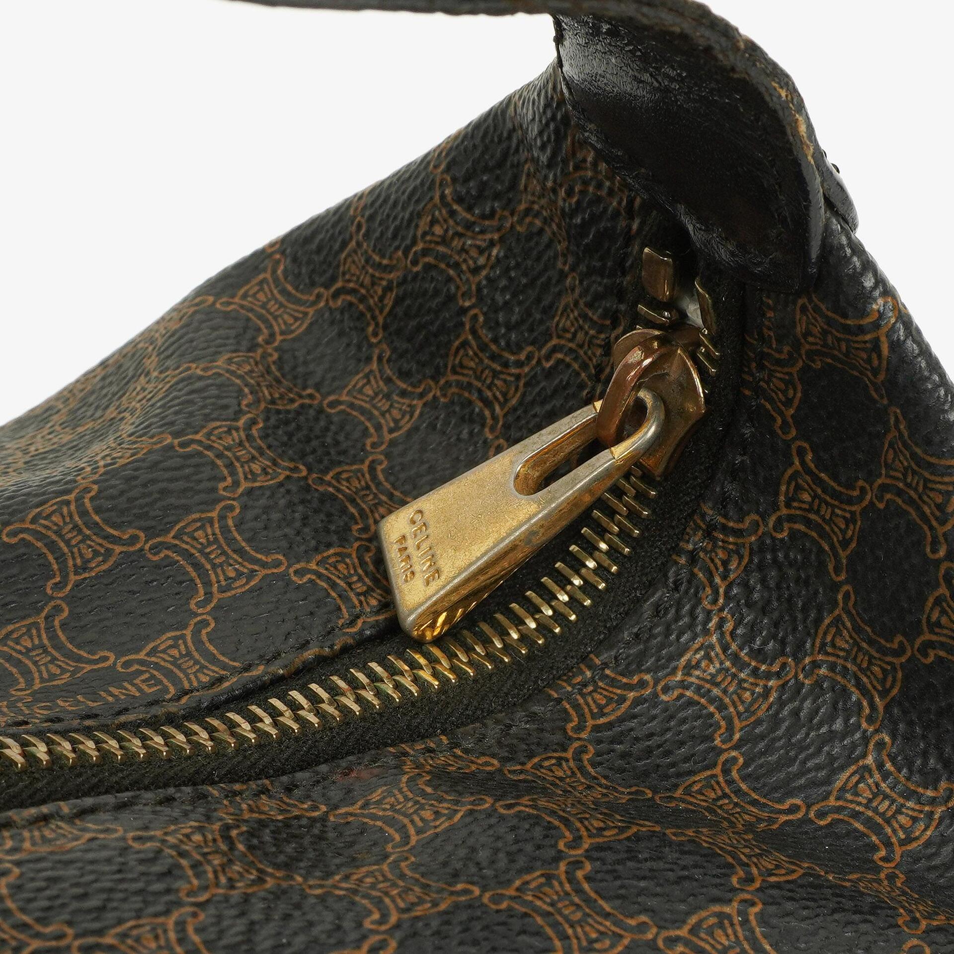 Celine Macadam Triomphe Vintage-Kulturtasche in Braun und Schwarz