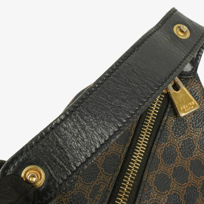 Celine Macadam Triomphe Vintage-Kulturtasche in Braun und Schwarz