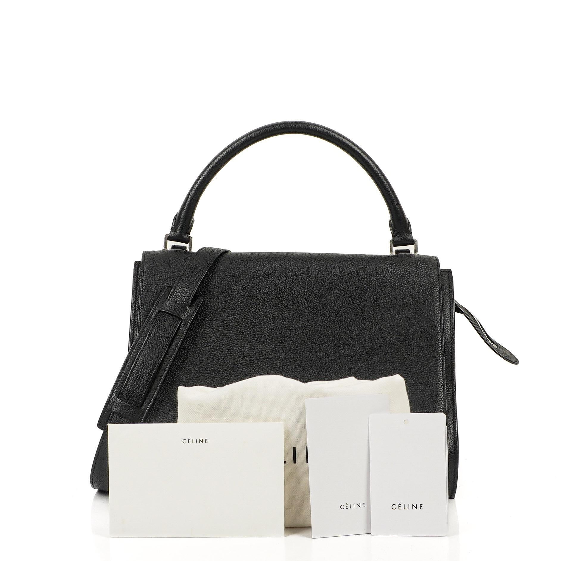 Celine Medium Trapeze Handtasche aus schwarzem Kalbsleder und Wildleder