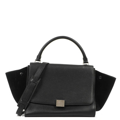 Celine Medium Trapeze Handtasche aus schwarzem Kalbsleder und Wildleder