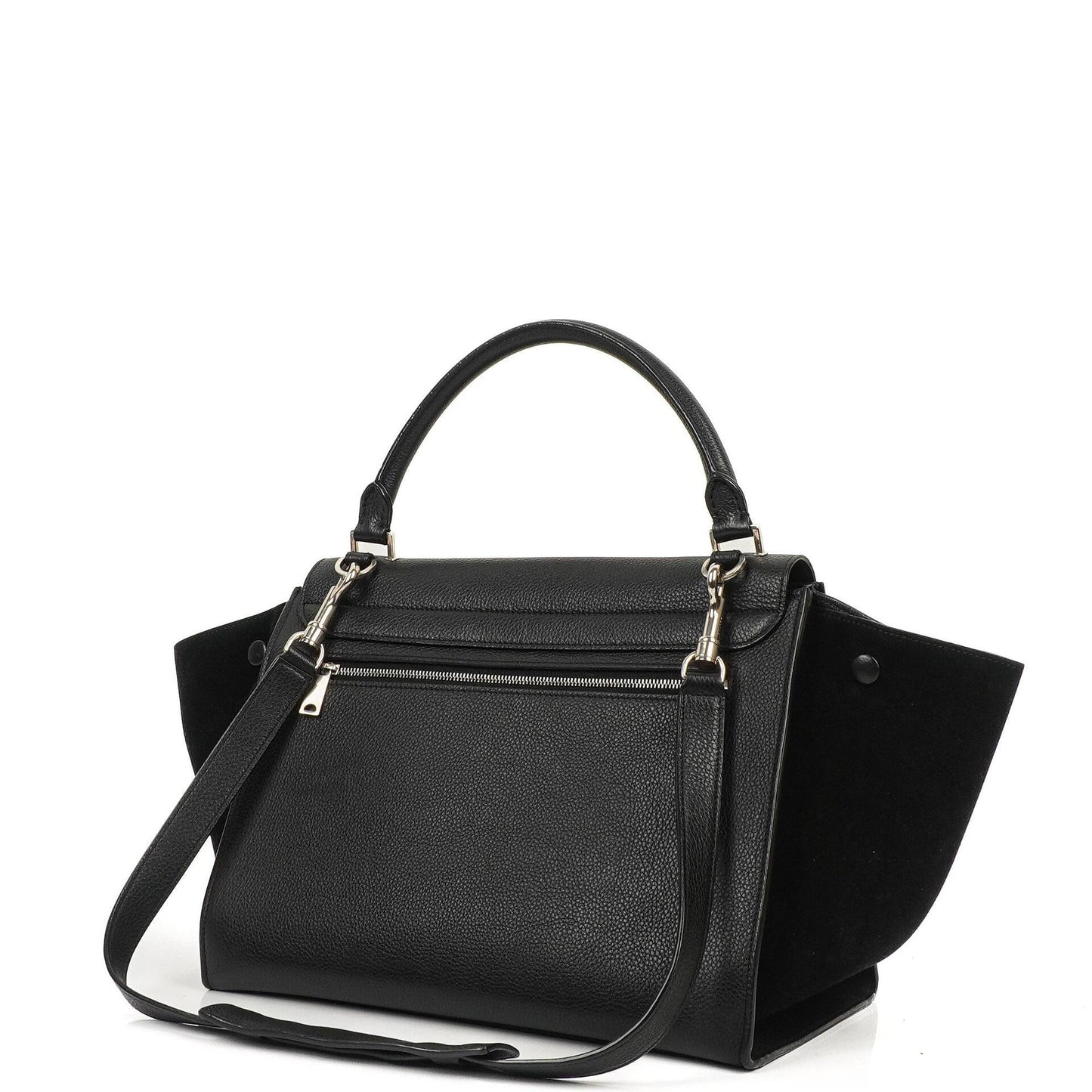 Celine Medium Trapeze Handtasche aus schwarzem Kalbsleder und Wildleder