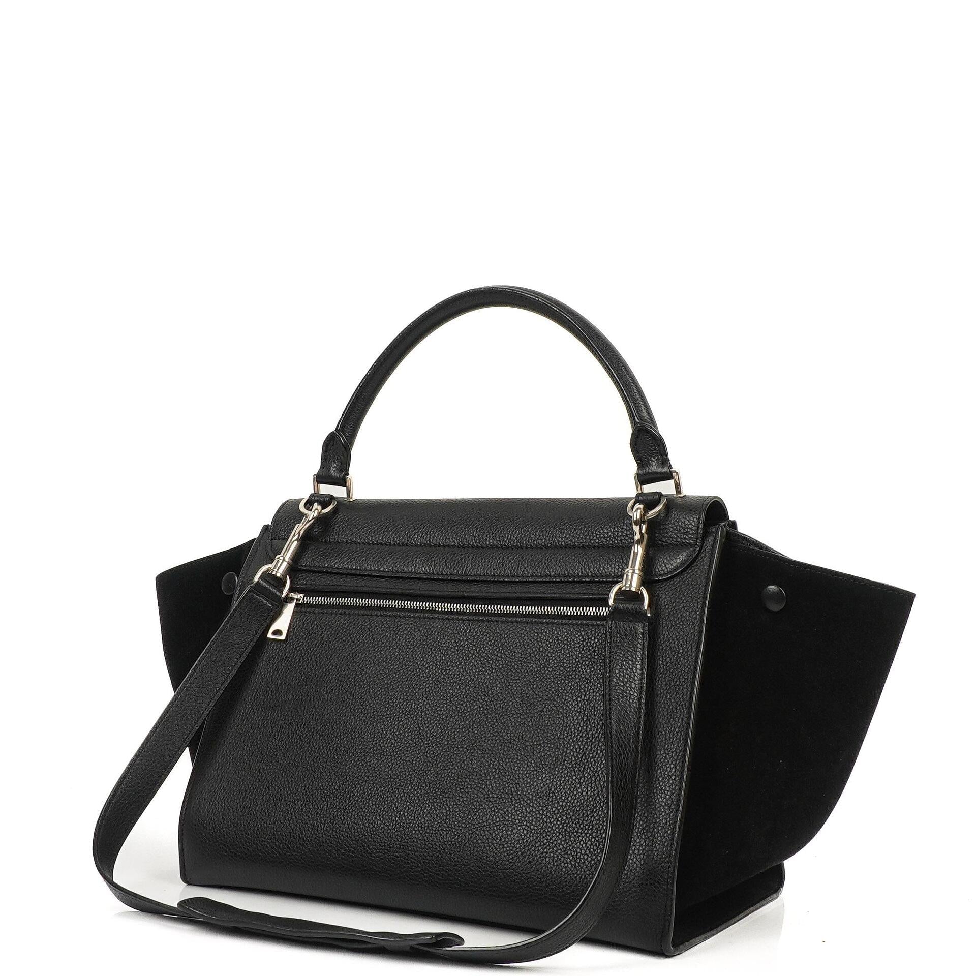 Celine Medium Trapeze Handtasche aus schwarzem Kalbsleder und Wildleder
