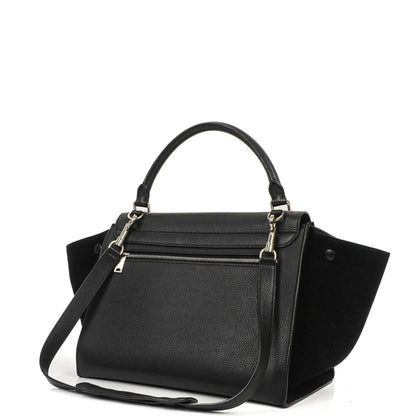 Celine Medium Trapeze Handtasche aus schwarzem Kalbsleder und Wildleder