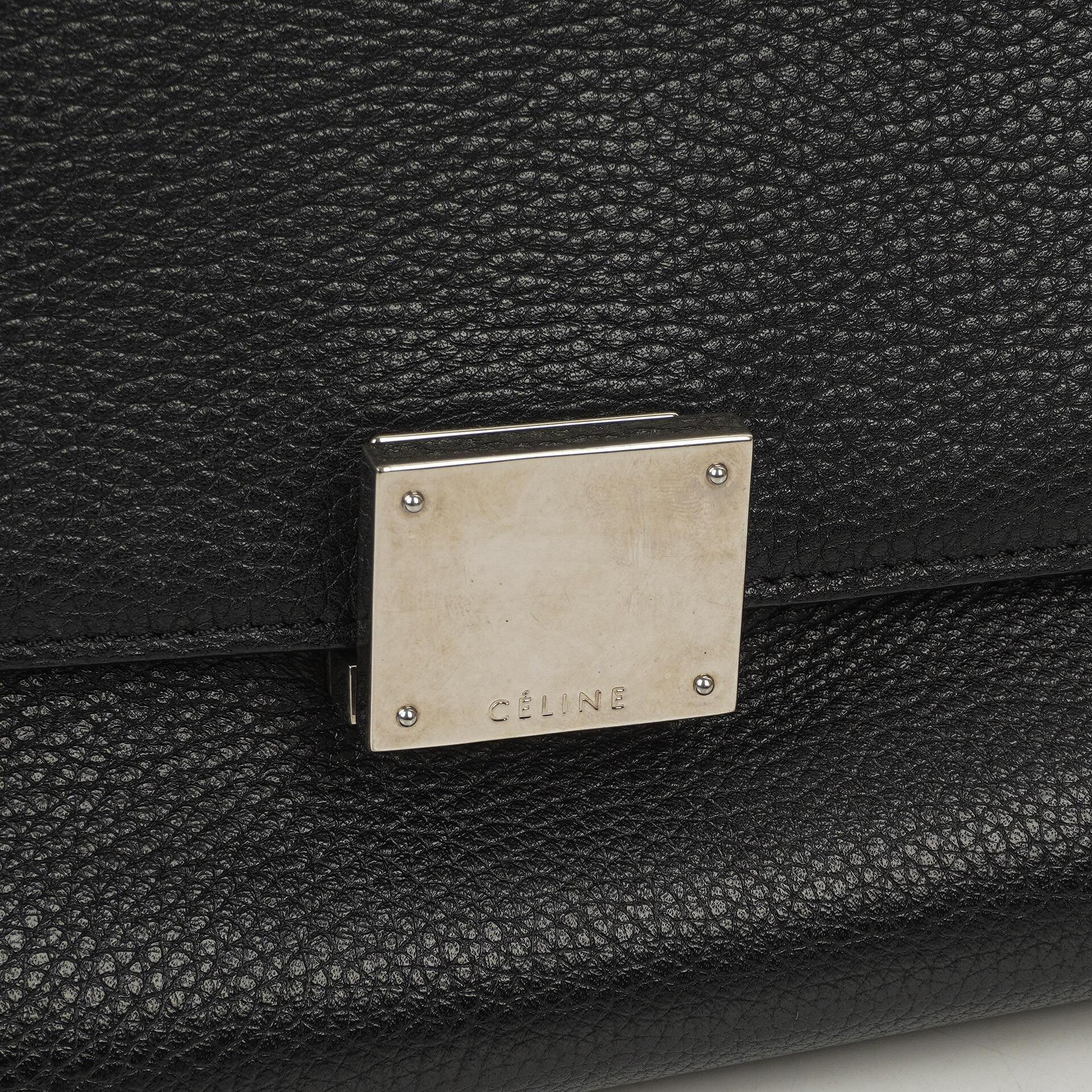 Celine Medium Trapeze Handtasche aus schwarzem Kalbsleder und Wildleder