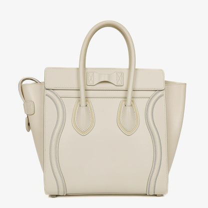 Celine Micro Luggage Handtasche aus cremefarbenem Kalbsleder mit mehrfarbigen Nähten