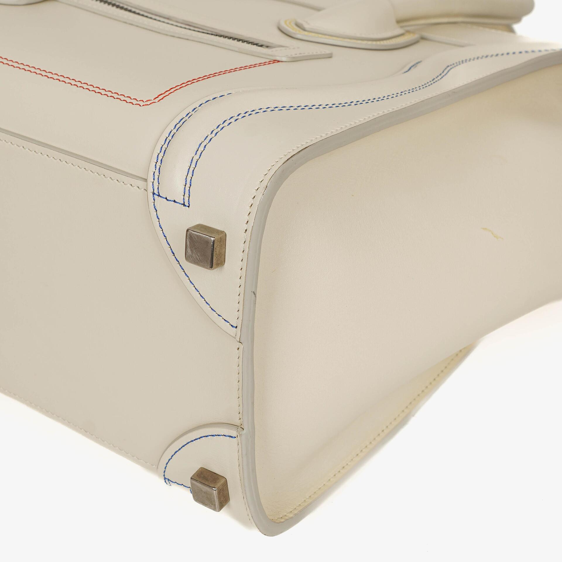 Celine Micro Luggage Handtasche aus cremefarbenem Kalbsleder mit mehrfarbigen Nähten