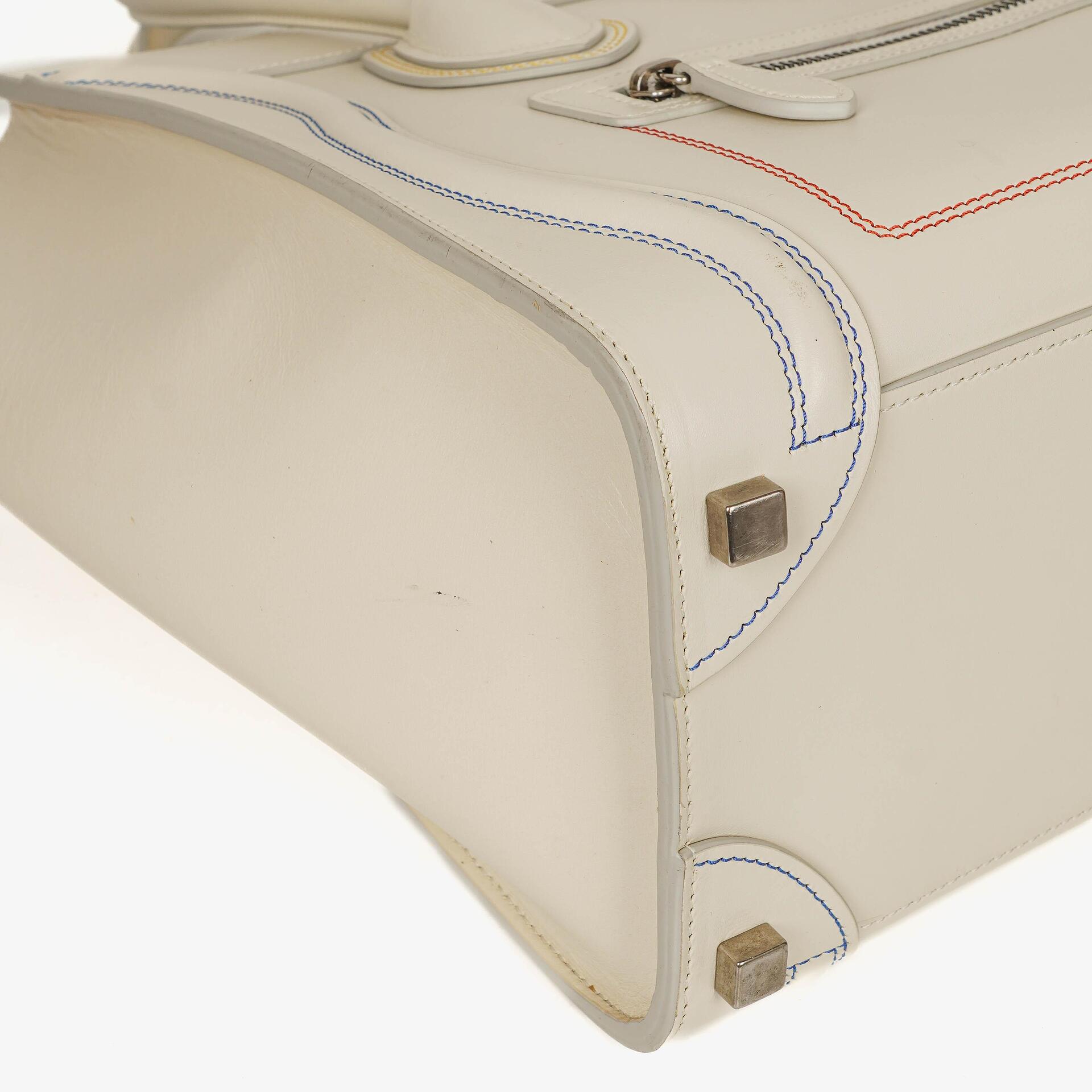 Celine Micro Luggage Handtasche aus cremefarbenem Kalbsleder mit mehrfarbigen Nähten