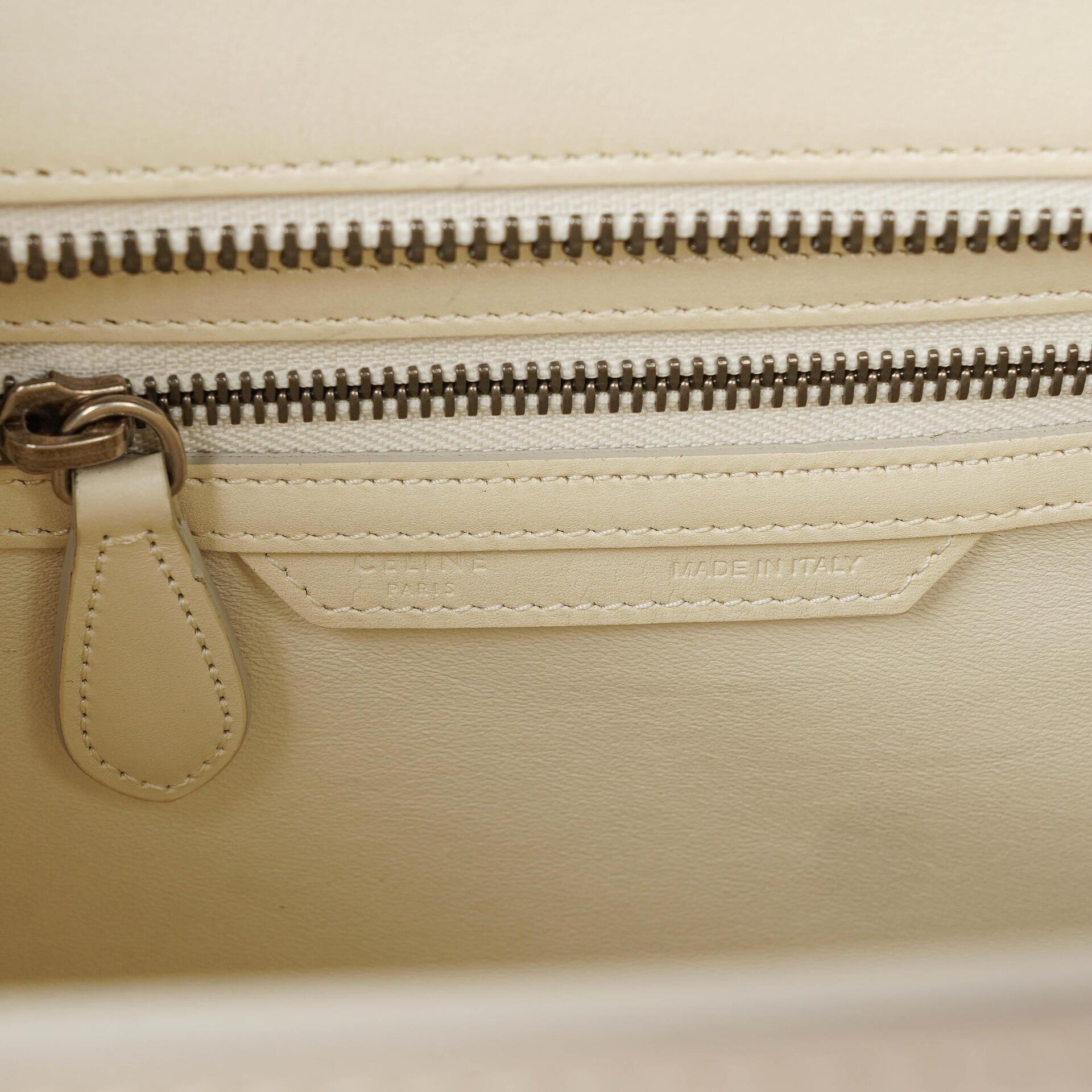 Celine Micro Luggage Handtasche aus cremefarbenem Kalbsleder mit mehrfarbigen Nähten